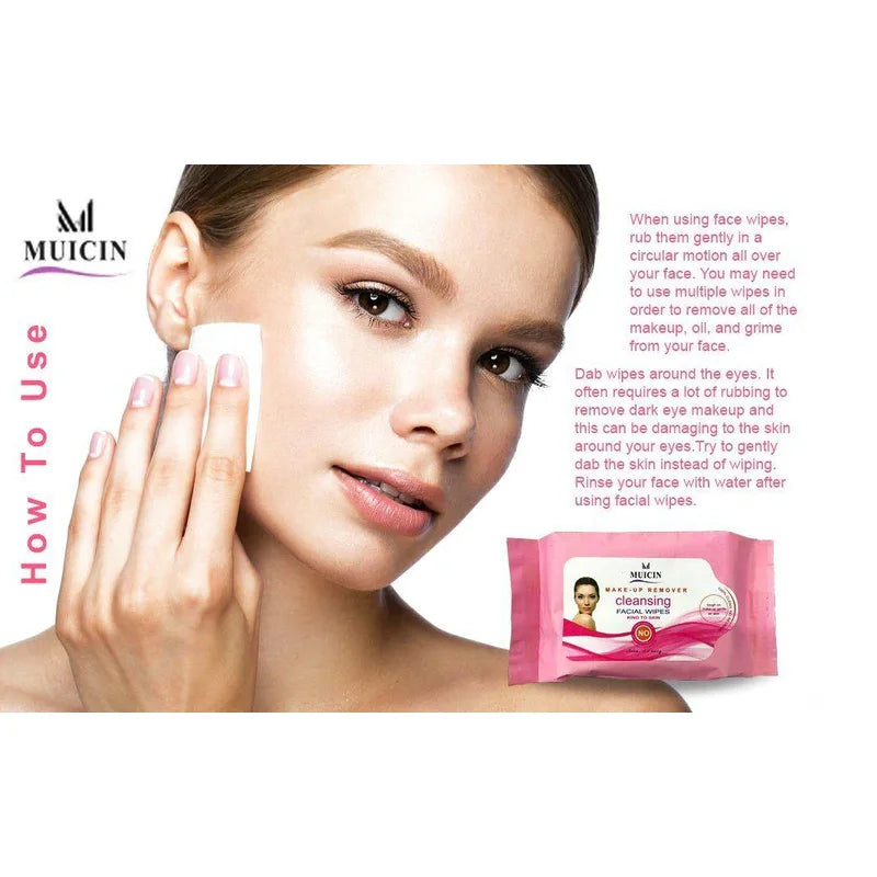 PINK CLEANSING FACIAL WIPES - GENTLE, EFFECTIVE MAKEUP REMOVAL