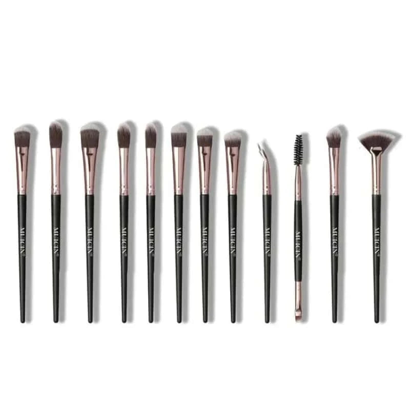 Rose Gold & Black Eye Brush Collection - 12 Pieces