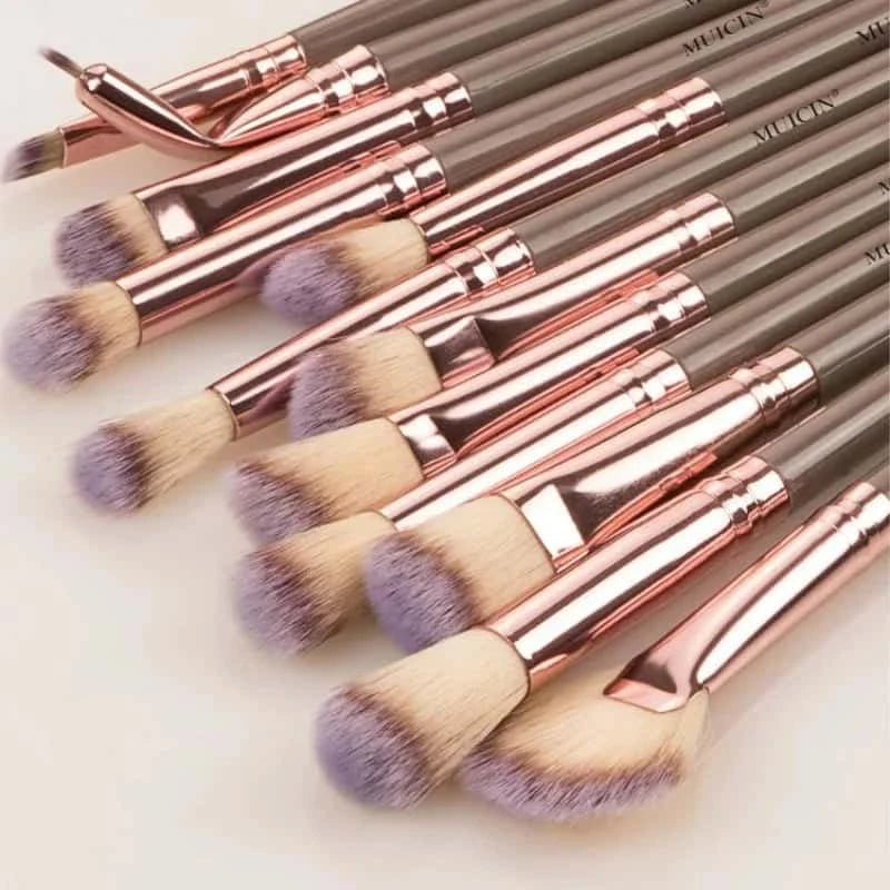 Vegan Eyebrow Brush Set With Pouch - 12 Pieces