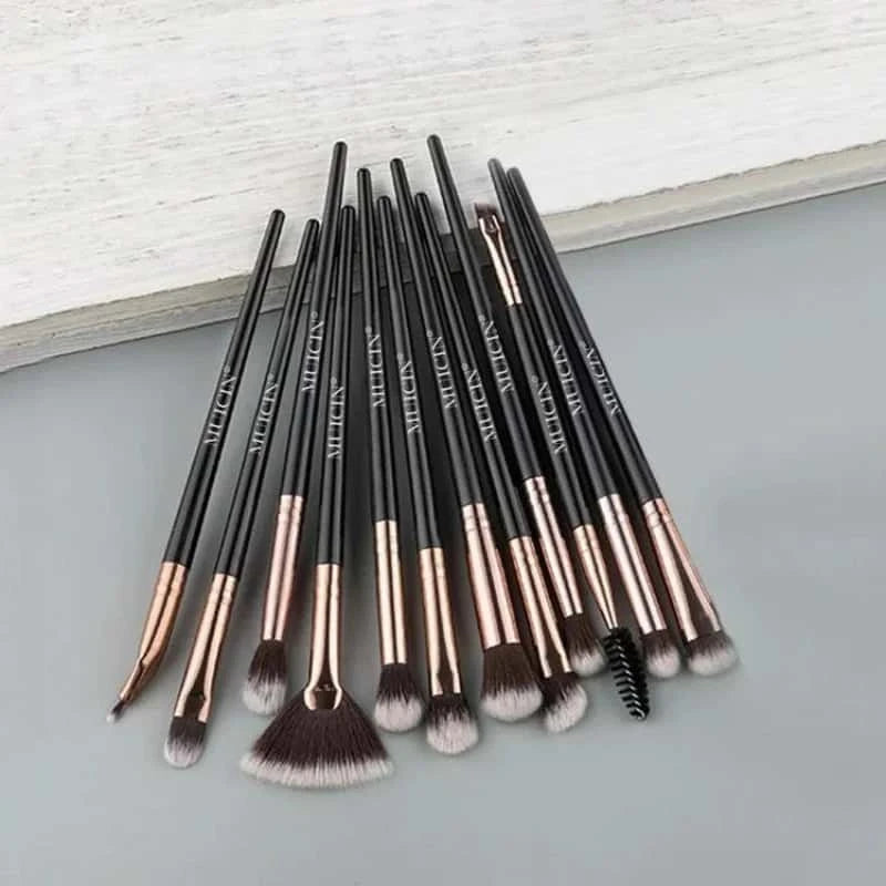 Rose Gold & Black Eye Brush Collection - 12 Pieces