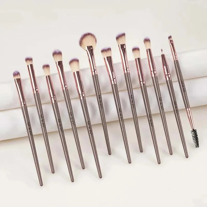 Vegan Eyebrow Brush Set With Pouch - 12 Pieces