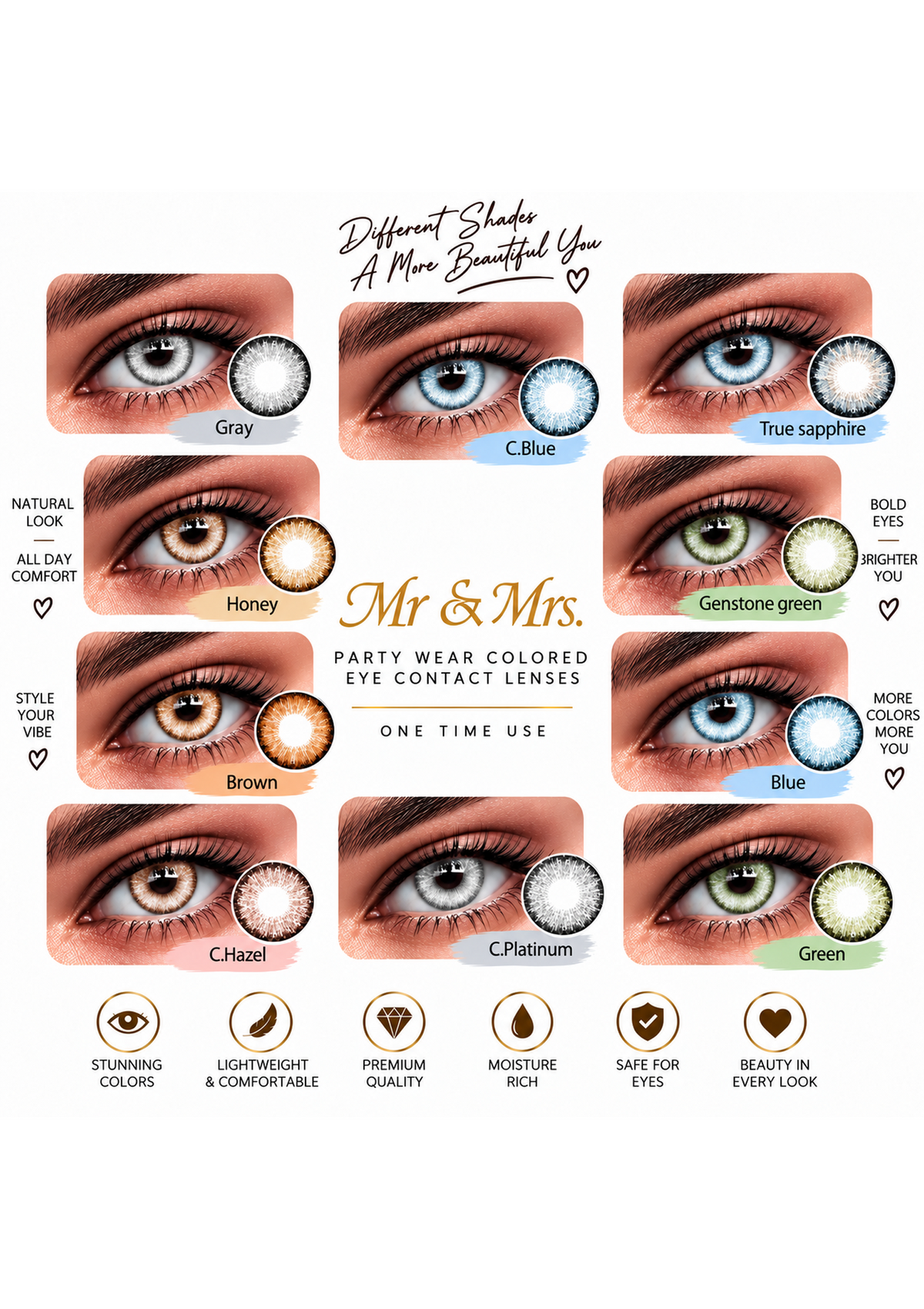 Mr &amp; Mrs Party Colored Contact Lenses