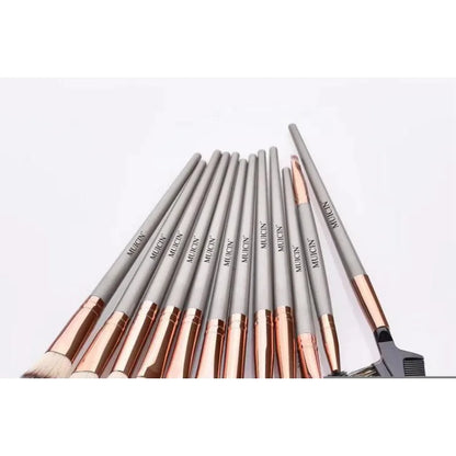 BEIGE &amp; ROSE GOLD MAKEUP BRUSHES - 15 PIECE SET FOR ELEGANT BEAUTY