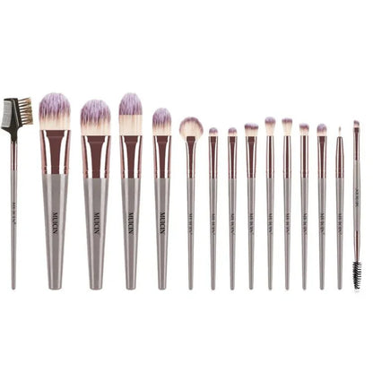 BEIGE &amp; ROSE GOLD MAKEUP BRUSHES - 15 PIECE SET FOR ELEGANT BEAUTY