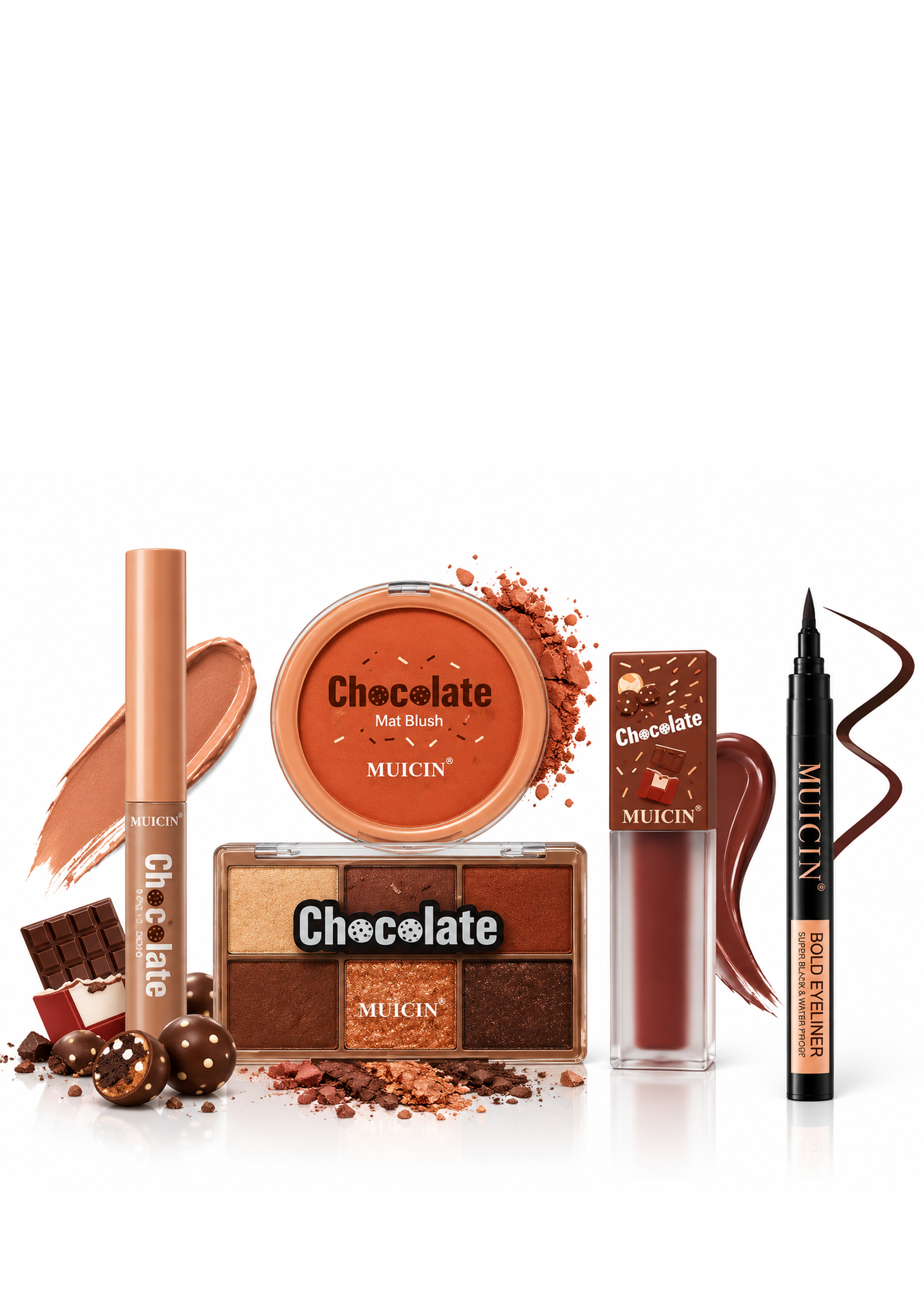 4 In 1 Wicked Chocolate Makeup Kit + Matte Black Bold Eyeliner