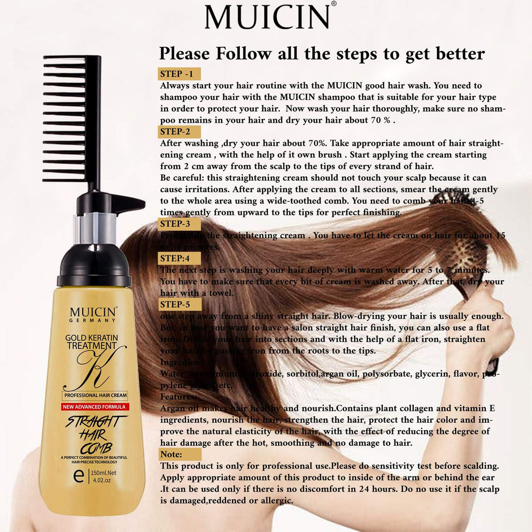 MUICIN - 24k Gold Comb Hair Straightening Cream Best Price in Pakistan