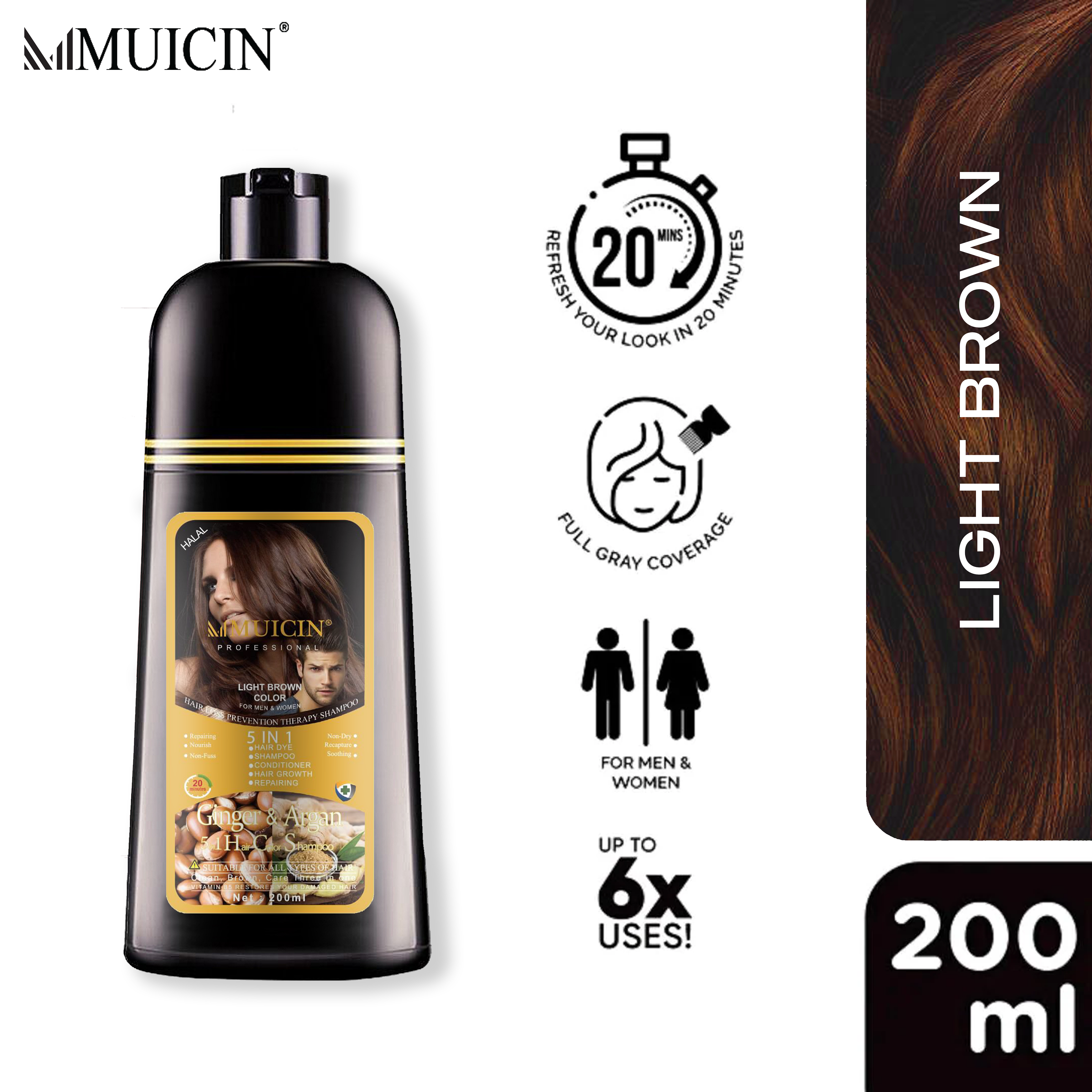 5 IN 1 HAIR COLOR SHAMPOO WITH GINGER &amp; ARGAN OIL - COLOR REFRESH &amp; REPAIR