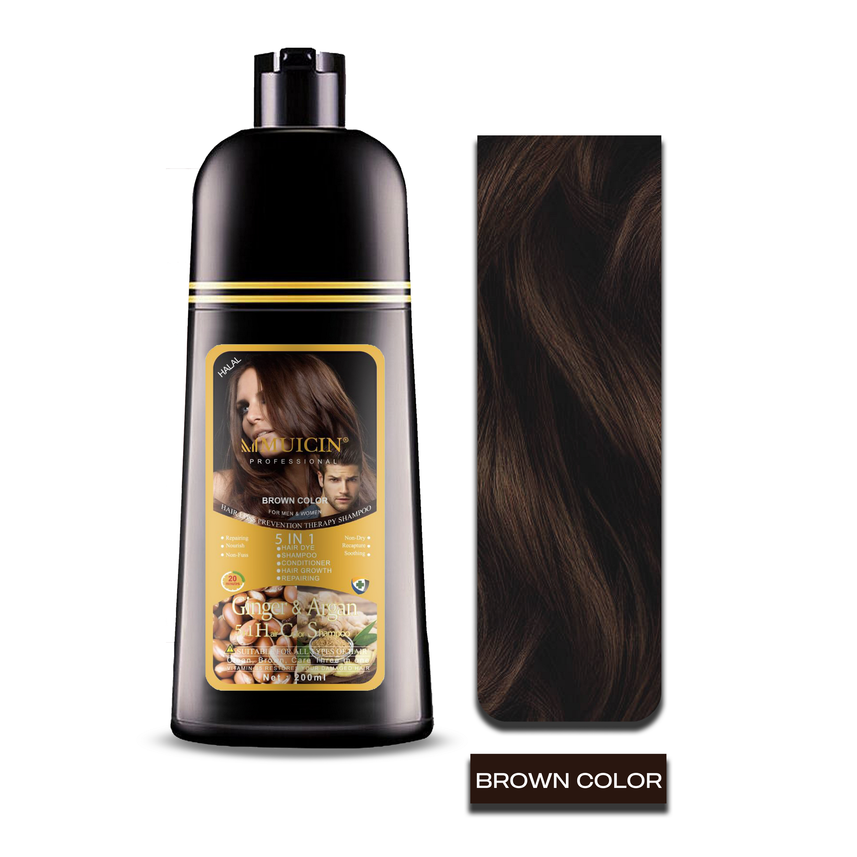 5 in 1 Hair Color Shampoo With Ginger &amp; Argan Oil