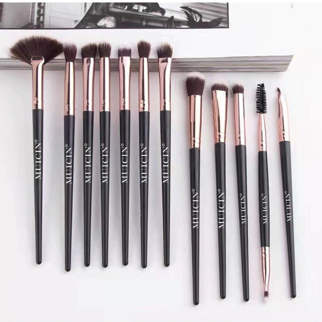 ROSE GOLD &amp; BLACK EYE BRUSH COLLECTION - 12 PIECES FOR EYE PERFECTION