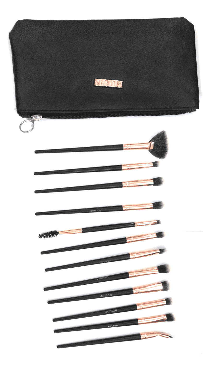 Black Pouch Rose Gold Eye Brush Set