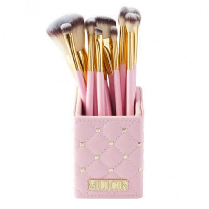MUICIN - Natural Hair 12 Pieces Pink Studded Makeup Brushes Set Best Price in Pakistan