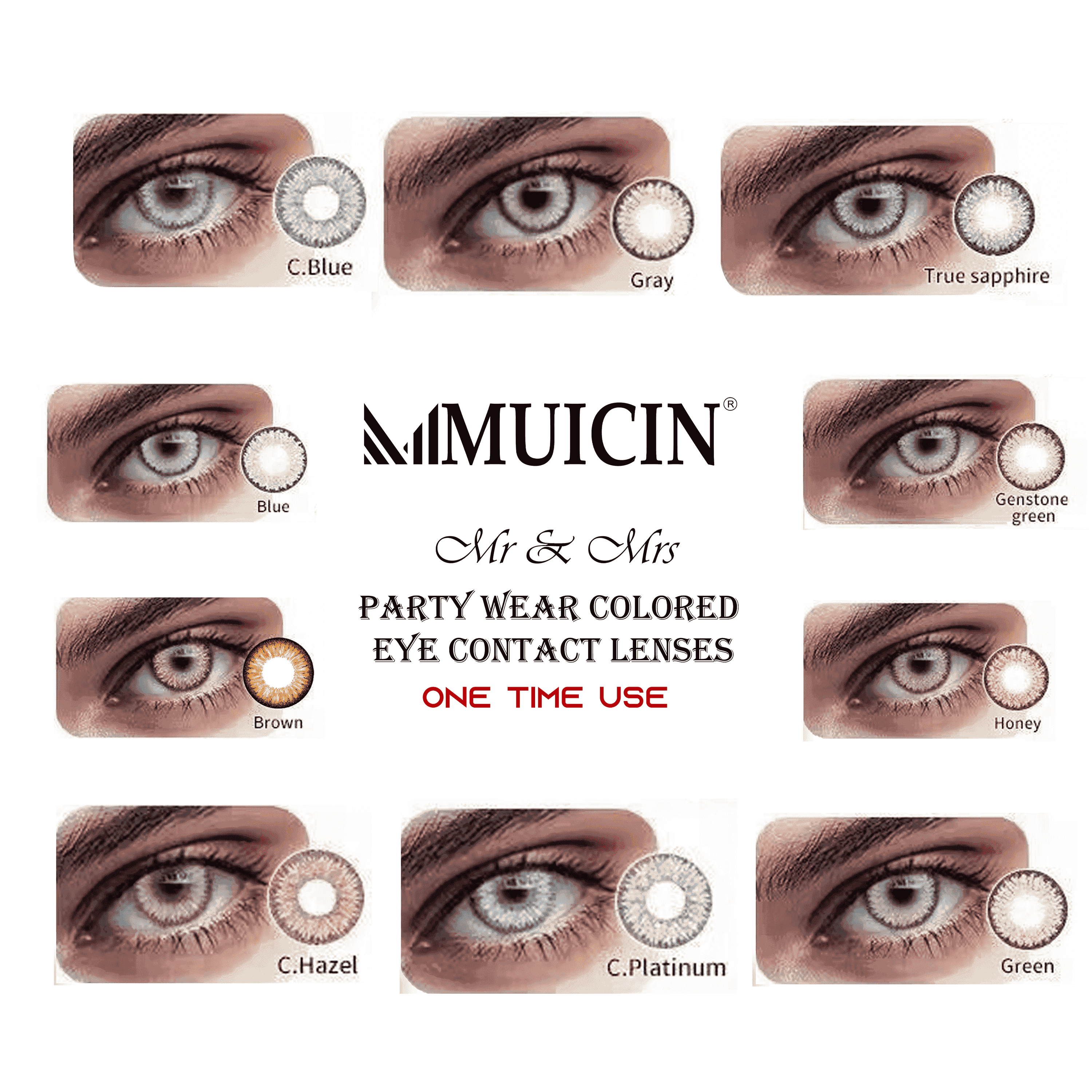 Mr &amp; Mrs Party Colored Contact Lenses