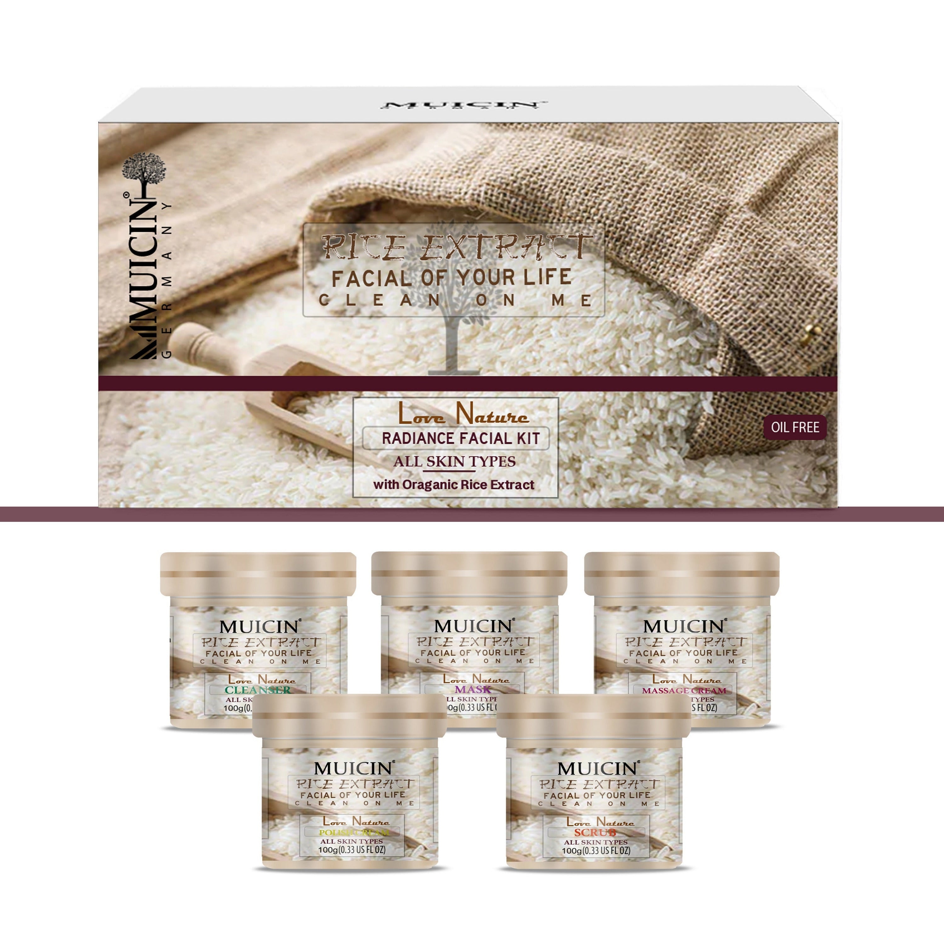 RICE EXTRACT ILLUMINATING FACIAL KIT - 5 STEPS - GENTLE GLOW REVIVAL