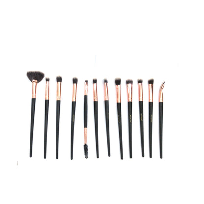 Black Pouch Rose Gold Eye Brush Set