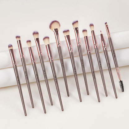 VEGAN EYEBROW BRUSH SET WITH POUCH - 12 PIECES FOR PERFECT BROWS