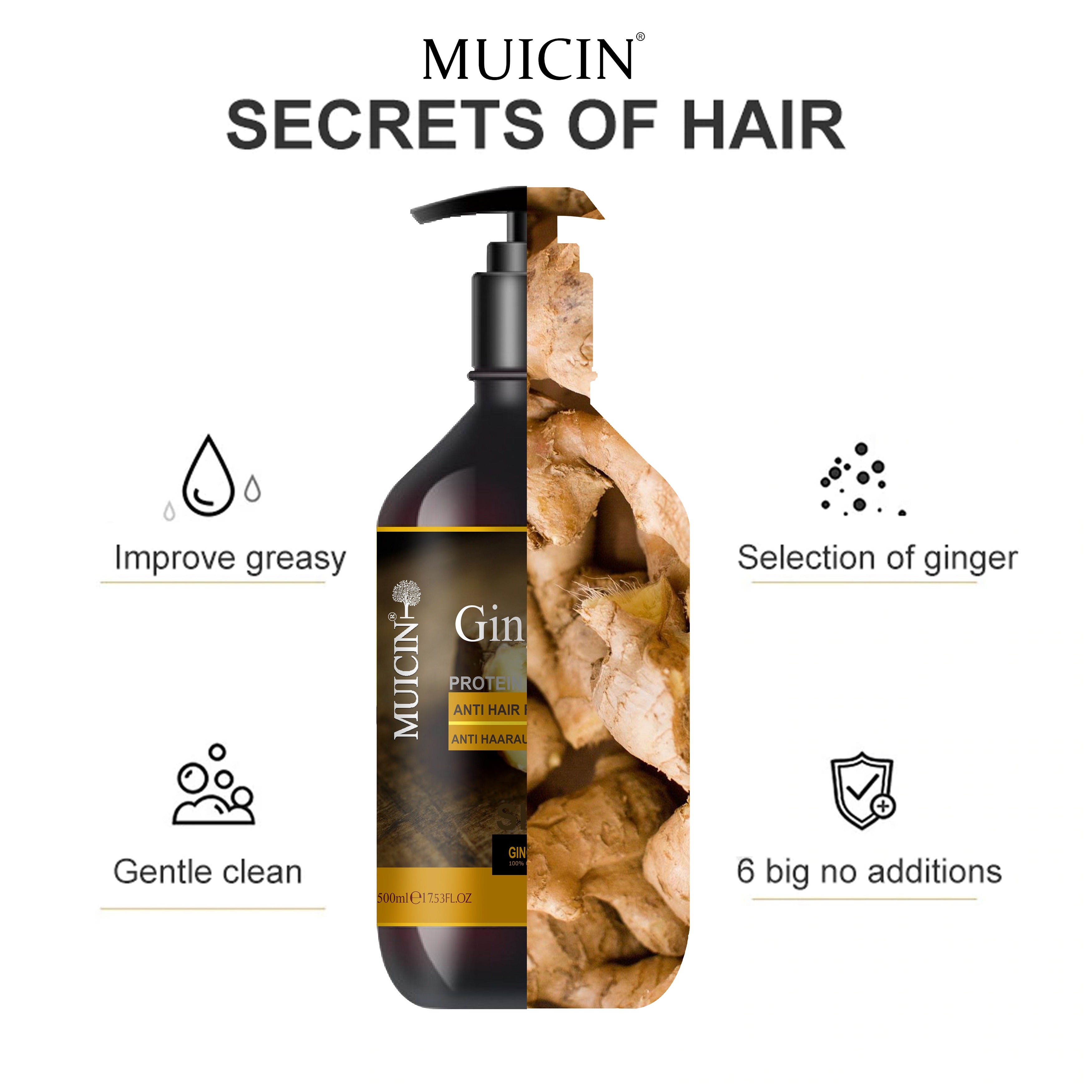 GINGER OIL ANTI-HAIR FALL SHAMPOO - STRENGTHEN &amp; REVITALIZE WITH GINGER ESSENCE
