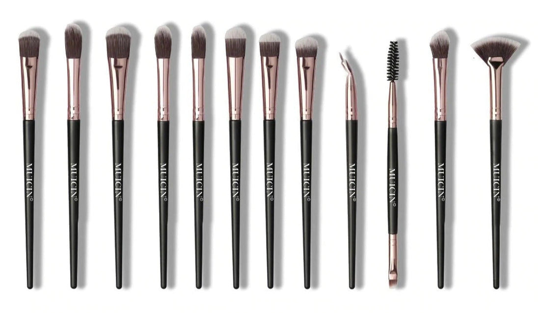ROSE GOLD &amp; BLACK EYE BRUSH COLLECTION - 12 PIECES FOR EYE PERFECTION