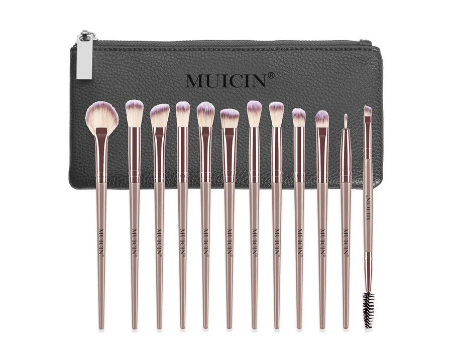 MUICIN - 12 Pieces Complete Vegan Eyebrush Set With Pouch Best Price in Pakistan