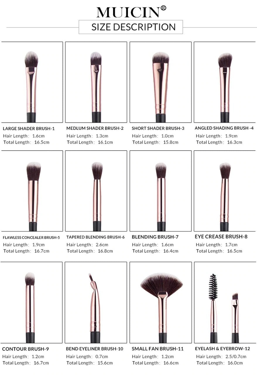 MUICIN - 12 Pieces Complete Vegan Eye Brushes Best Price in Pakistan