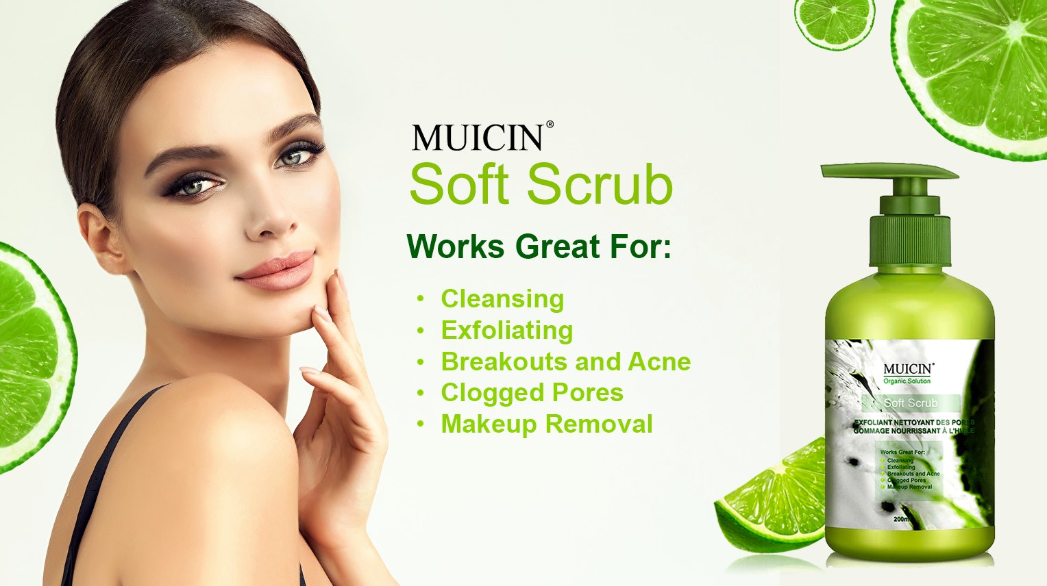 MUICIN Green Organic Soft Facial Scrub 200ml Muicin